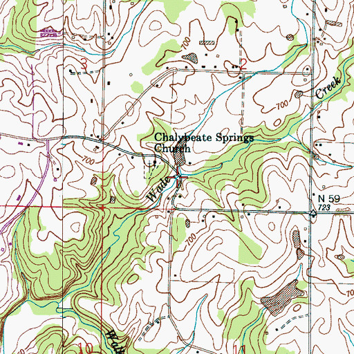 Topographic Map of Chalybeate Spring, AL