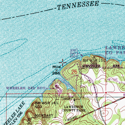 Topographic Map of Chigger Island (historical), AL