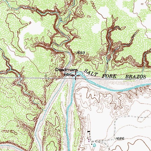 Topographic Map of Salt Croton Creek, TX