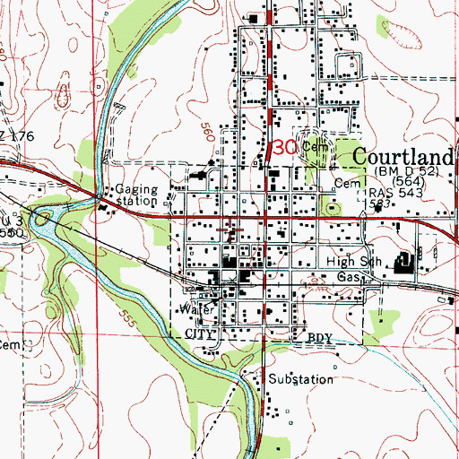 Topographic Map of Church of Christ, AL
