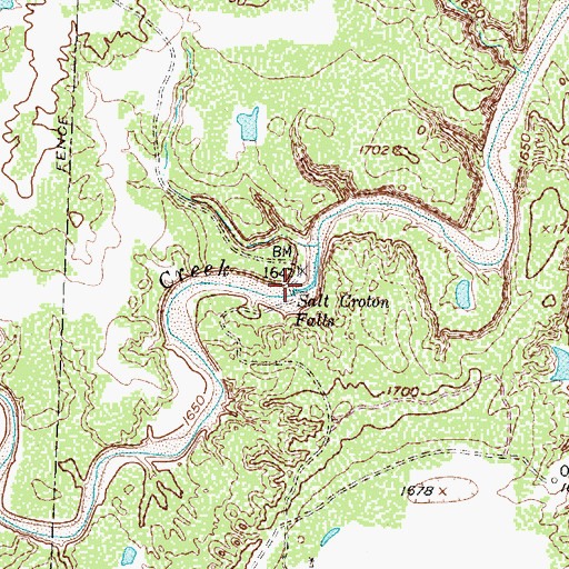 Topographic Map of Salt Croton Falls, TX