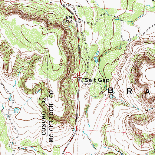 Topographic Map of Salt Gap, TX