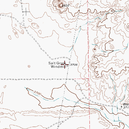 Topographic Map of Salt Grass Windmill, TX