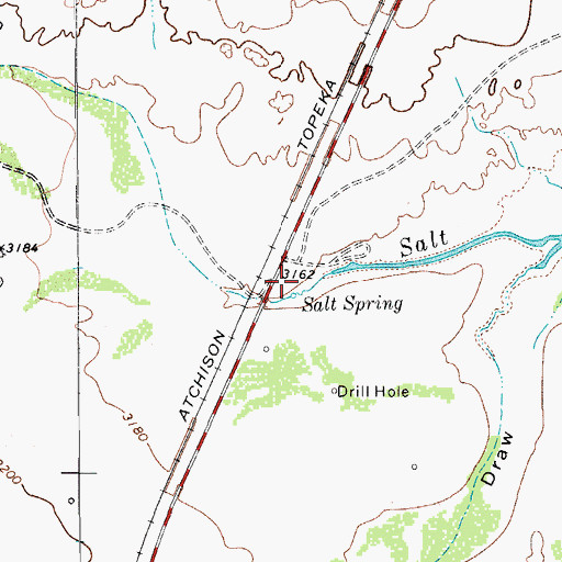 Topographic Map of Salt Spring, TX