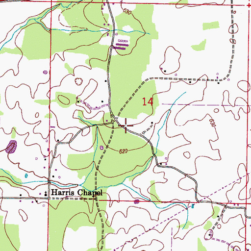 Topographic Map of Concord School (historical), AL