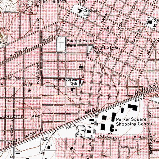 Topographic Map of Sam Houston School, TX