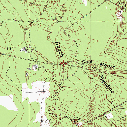 Topographic Map of Sam Moore Branch, TX