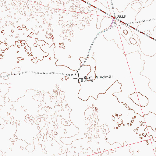 Topographic Map of Sam Windmill, TX