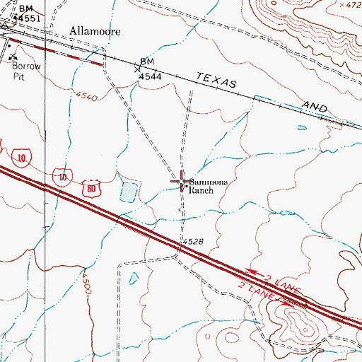Topographic Map of Sammons Ranch, TX
