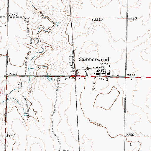 Topographic Map of Samnorwood, TX