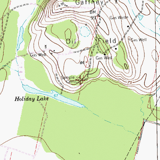 Topographic Map of Sample Cemetery, TX