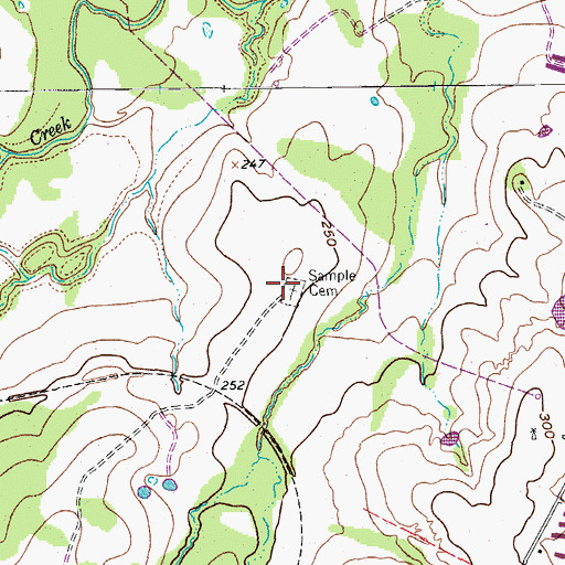 Topographic Map of Sample Cemetery, TX
