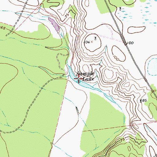 Topographic Map of Sample Lake, TX