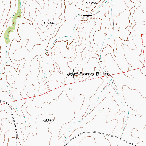 Topographic Map of Sams Butte, TX