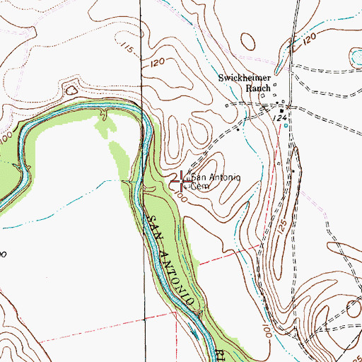 Topographic Map of San Antonio Cemetery, TX