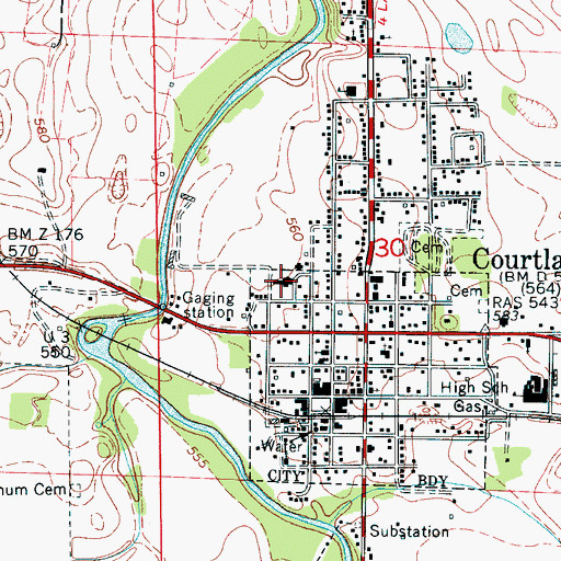 Topographic Map of Courtland Community Hospital, AL