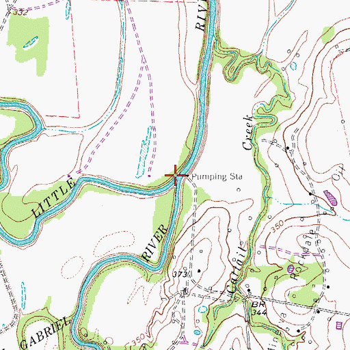 Topographic Map of San Gabriel River, TX