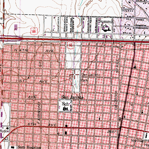 Topographic Map of San Jacinto Park, TX