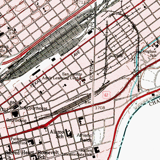 Topographic Map of San Jacinto School, TX