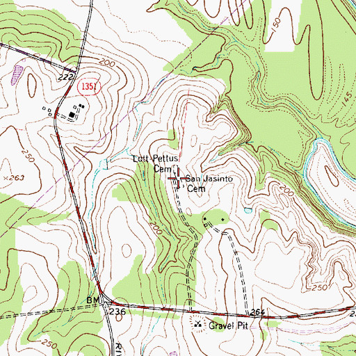 Topographic Map of San Jasinto Cemetery, TX