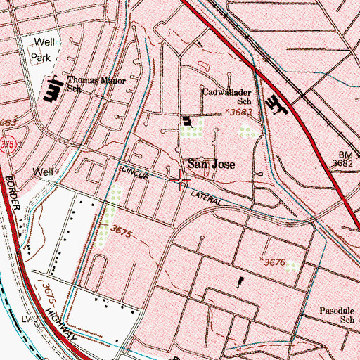 Topographic Map of San Jose, TX