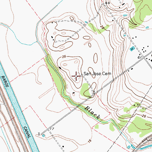 Topographic Map of San Jose Cemetery, TX