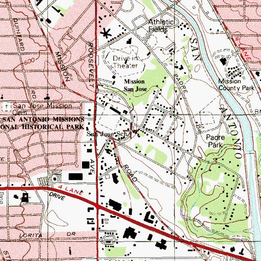 Topographic Map of San Jose School, TX
