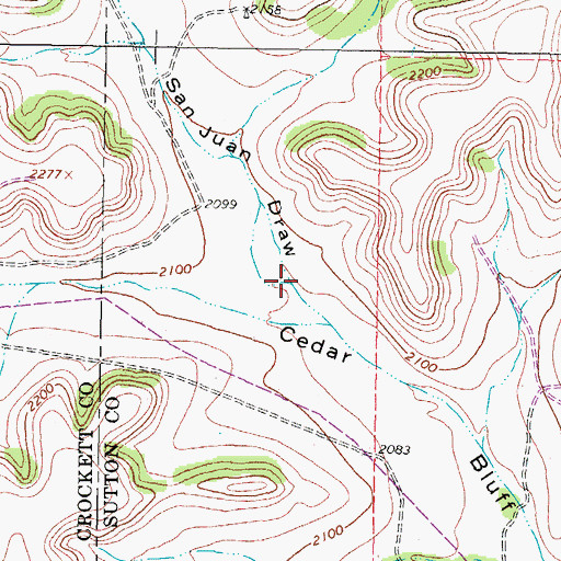Topographic Map of San Juan Draw, TX