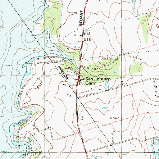 Topographic Map of San Lorenzo Cemetery, TX