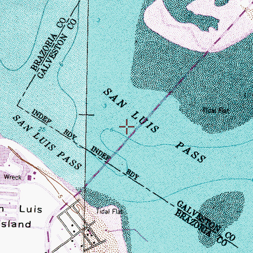 Topographic Map of San Luis Pass, TX