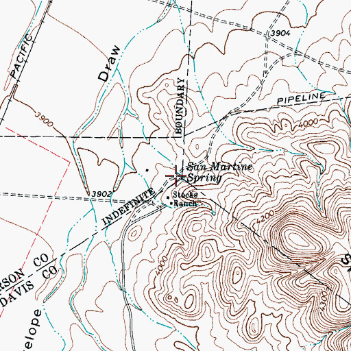Topographic Map of San Martine Spring, TX