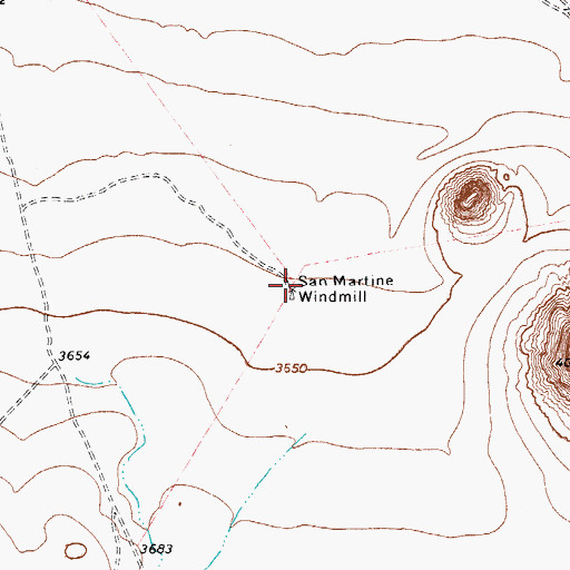 Topographic Map of San Martine Windmill, TX
