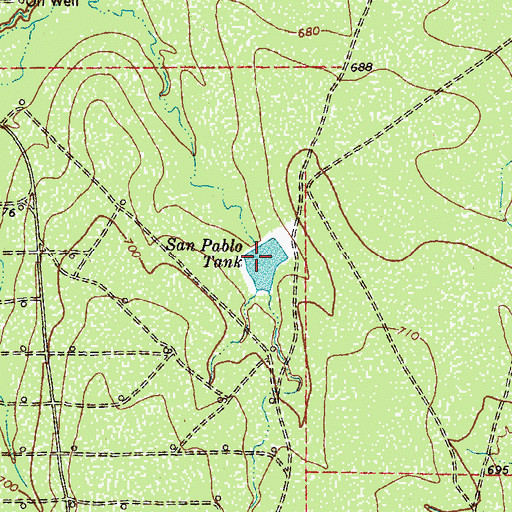 Topographic Map of San Pablo Tank, TX