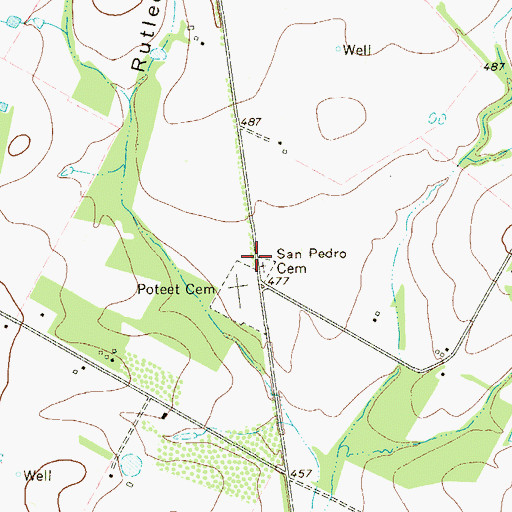 Topographic Map of San Pedro Cemetery, TX