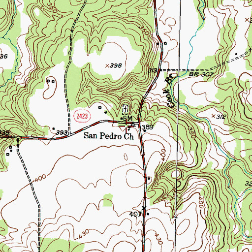 Topographic Map of San Pedro Church, TX