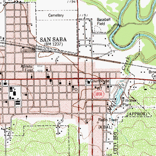 Topographic Map of San Saba, TX