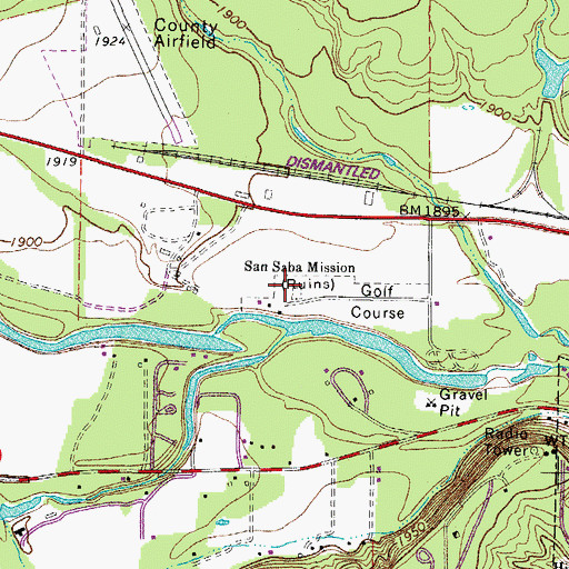 Topographic Map of San Saba Mission, TX