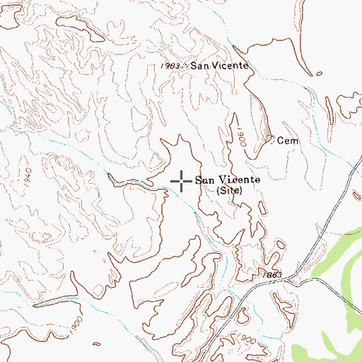 Topographic Map of San Vicente, TX