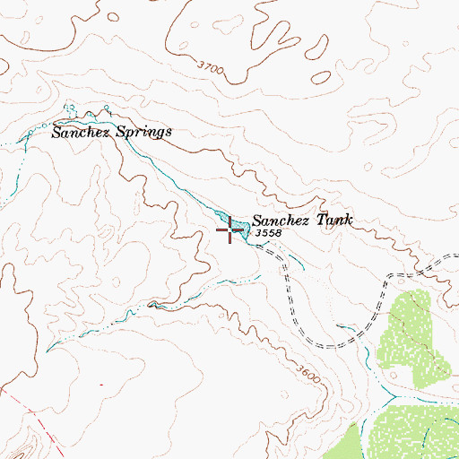 Topographic Map of Sanchez Tank, TX