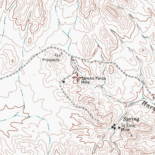 Topographic Map of Sancho Panza Mine, TX