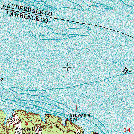 Topographic Map of First Bars (historical), AL