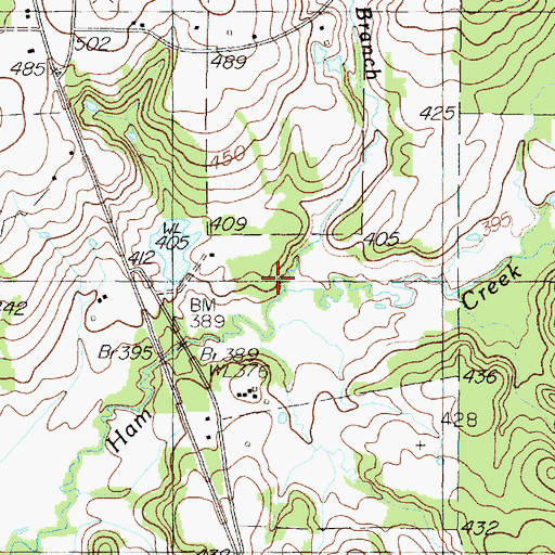 Topographic Map of Sand Branch, TX