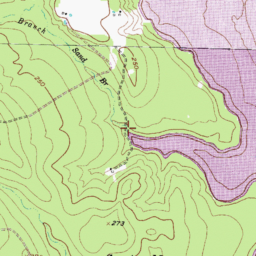 Topographic Map of Sand Branch, TX