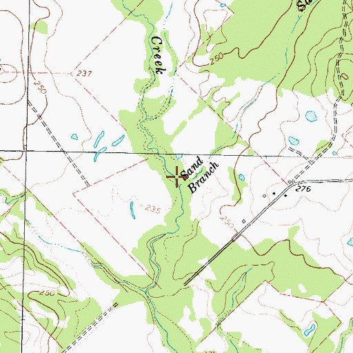 Topographic Map of Sand Branch, TX