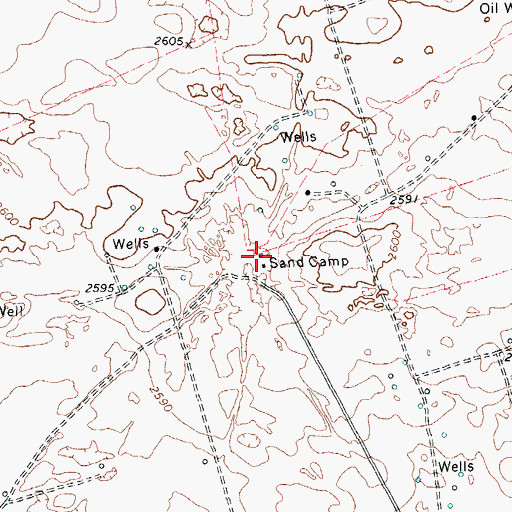 Topographic Map of Sand Camp, TX