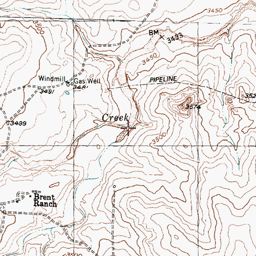 Topographic Map of Sand Creek, TX
