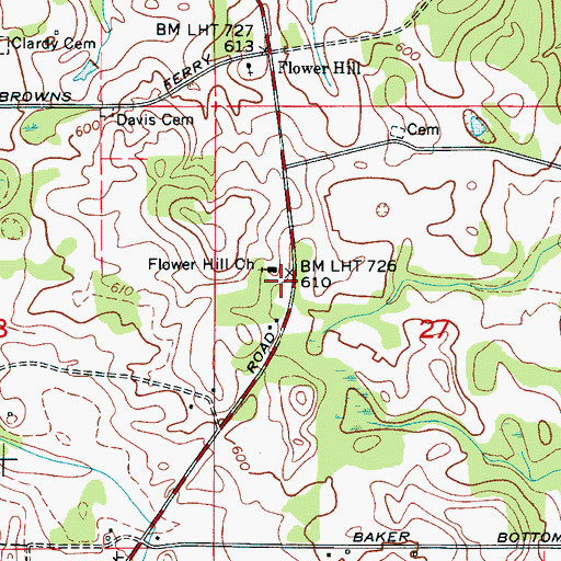 Topographic Map of Flower Hill School (historical), AL