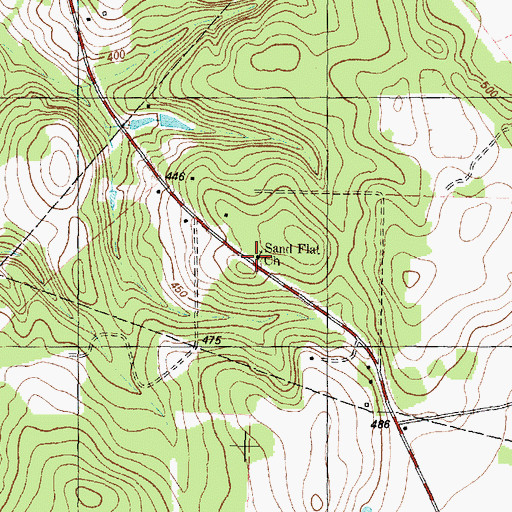 Topographic Map of Sand Flat Church, TX