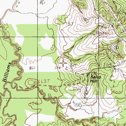 Topographic Map of Sand Hill, TX