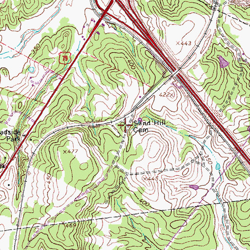 Topographic Map of Sand Hill Cemetery, TX